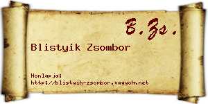 Blistyik Zsombor névjegykártya